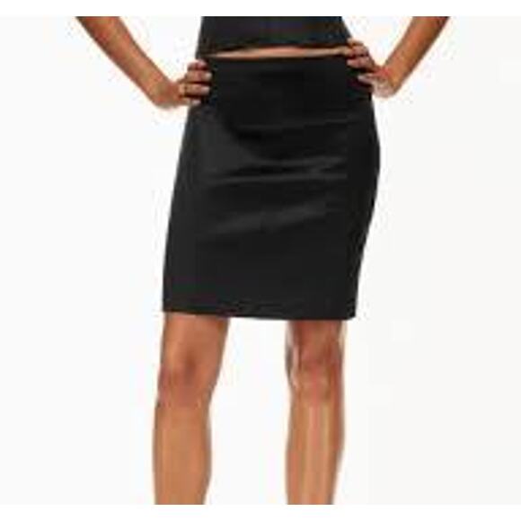 NWT Wilfred Aritzia Desertland Black Satin Pencil Mini Skirt Party Date Night  2 - Picture 1 of 13